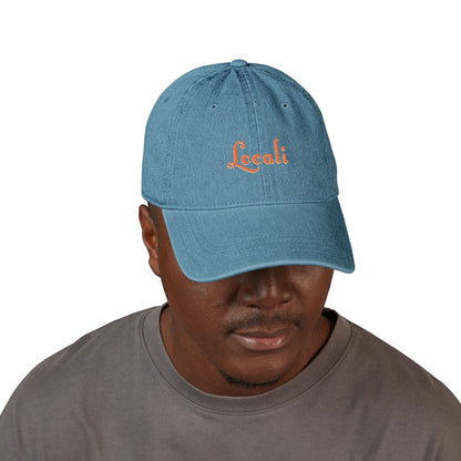 Embroidered Locali Denim Hat - Stylish and Casual Social Cap for Everyday Wear
